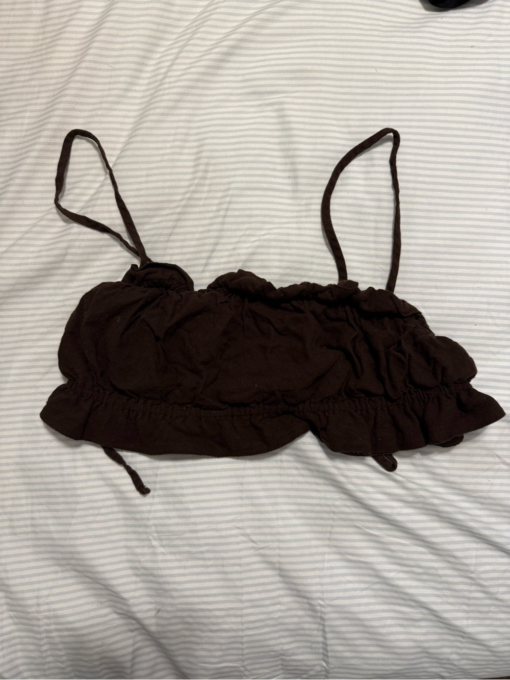 wild fable Dark Brown Ruffle Crop Cami